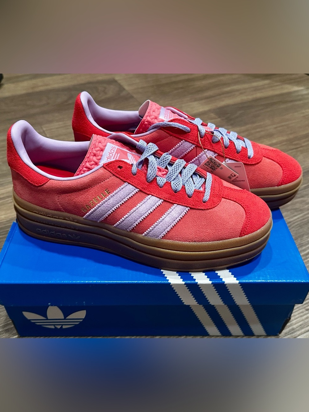 adidas Gazelle Bold Women's Coral and Light Pink/Lilac Suede Sneakers